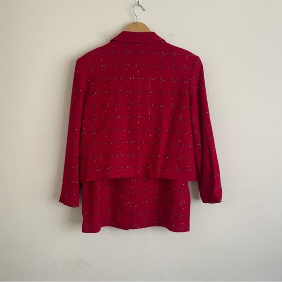 That's Me! Vintage Red Wool Blend Two-Piece Set Jacket Skirt Petites Size 12P - Picture 3 of 9